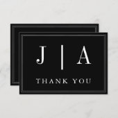 モノグラモダンムシンプル白黒結婚ズ サンキューカード (正面/裏面)