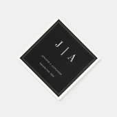 モノグラモダンムシンプル白黒結婚ズ スタンダードカクテルナプキン (角)