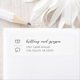 モノグラモダンムシンプル結婚差出人住所ラベ ラベル