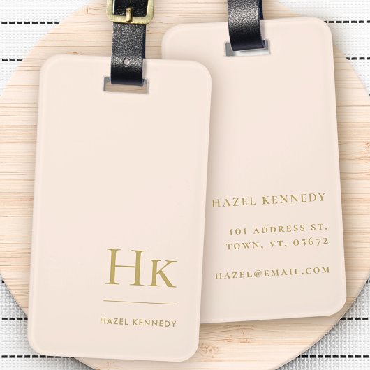 モノグラモダンムシンプル赤面エレガントピンク金ゴールド ラゲッジタグ