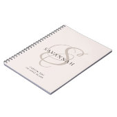 モノグラモダンムスクリプト赤面ピンク名前をカスタムする ノートブック (左側)