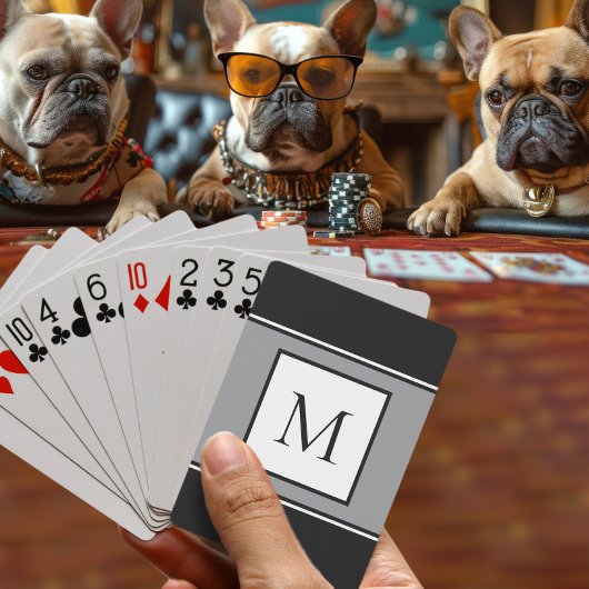 モノグラモダンムスタイリッシュイニシャルトレンディーブラックグレー トランプ