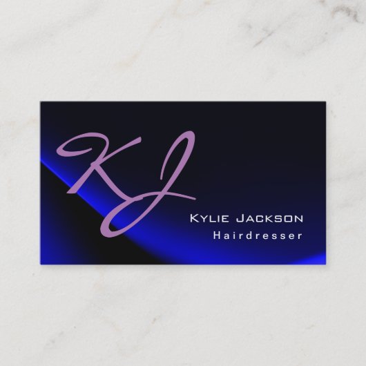 モノグラモダンムスタイリッシュブルートレンディー美容師 名刺 (正面)