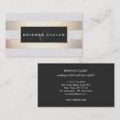 モノグラモダンムストライプのゴールドフォイル（イメージ）ブラック 名刺 (正面/裏面)