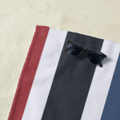 モノグラモダンムストライプの白黒ブルーレッド ビーチタオル (インサイチュ)