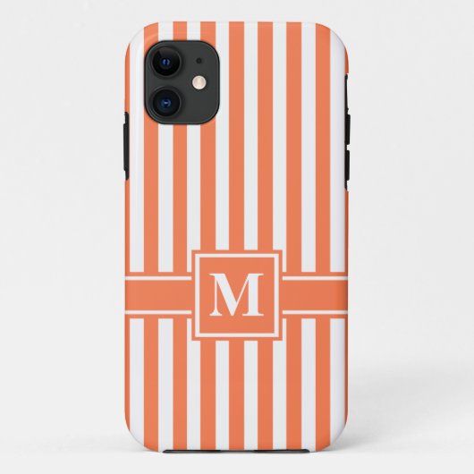 モノグラモダンムストライプ付きサンゴ Case-Mate iPhoneケース (裏面)