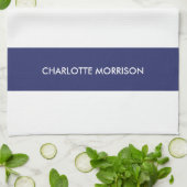 モノグラモダンムストライプ・ネイビー・ブルー・ホワイト キッチンタオル (折り畳み)