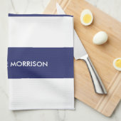 モノグラモダンムストライプ・ネイビー・ブルー・ホワイト キッチンタオル (四つ折り)