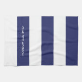 モノグラモダンムストライプ・ネイビー・ブルー・ホワイト キッチンタオル (横)