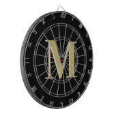 モノグラモダンムタイポグラフィ金ゴールド黒 ダーツボード (正面左)