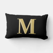 モノグラモダンムタイポグラフィ金ゴールド黒 ランバークッション (裏面)