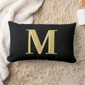 モノグラモダンムタイポグラフィ金ゴールド黒 ランバークッション (ブランケット)