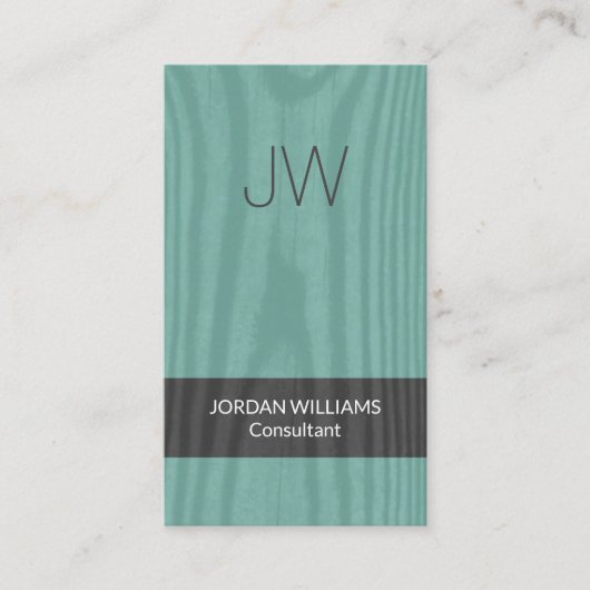 モノグラモダンムティール(緑がかった色)ウッフェイクドミニマリスト縦 名刺 (正面)