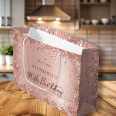 モノグラモダンムバラ金ゴールドグリッター90誕生日 ラージペーパーバッグ