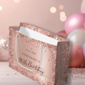 モノグラモダンムバラ金ゴールドグリッター90誕生日 ラージペーパーバッグ