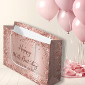 モノグラモダンムバラ金ゴールドグリッター90誕生日 ラージペーパーバッグ