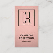 モノグラモダンムバラ金ゴールドフェイクフォイルピンク縦 名刺 (正面)