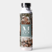 モノグラモダンムパーソナライズされたとフォトコラージュセージ ウォーターボトル (左面)