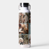 モノグラモダンムパーソナライズされたとフォトコラージュセージ ウォーターボトル (正面)