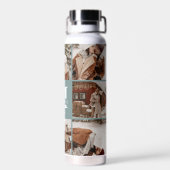 モノグラモダンムパーソナライズされたとフォトコラージュセージ ウォーターボトル (背面)