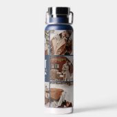 モノグラモダンムパーソナライズされたとフォトコラージュ海軍 ウォーターボトル (背面)