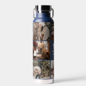 モノグラモダンムパーソナライズされたとフォトコラージュ海軍 ウォーターボトル (正面)