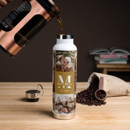 モノグラモダンムパーソナライズされたとフォトコラージュ ウォーターボトル