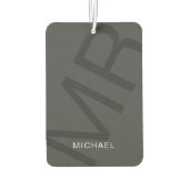 モノグラモダンムパーソナライズされたグレイ カーエアーフレッシュナー (裏面)