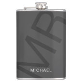 モノグラモダンムパーソナライズされたグレイ フラスク (正面)