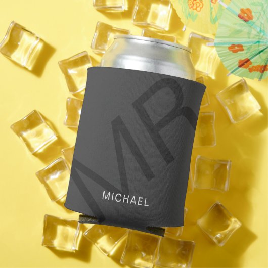 モノグラモダンムパーソナライズされたグレイ 缶クーラー (インサイチュ 夏)