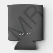 モノグラモダンムパーソナライズされたグレイ 缶クーラー (裏面)
