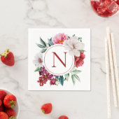 モノグラモダンムパーソナライズされたフローラ スタンダードカクテルナプキン (インサイチュ)