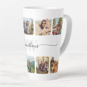 モノグラモダンムパーソナライズされた写真コラージュ カフェラテマグ (右アングル)