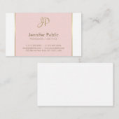 モノグラモダンムピンク金ゴールドホワイトクリーンプレーントレンディー 名刺 (正面/裏面)