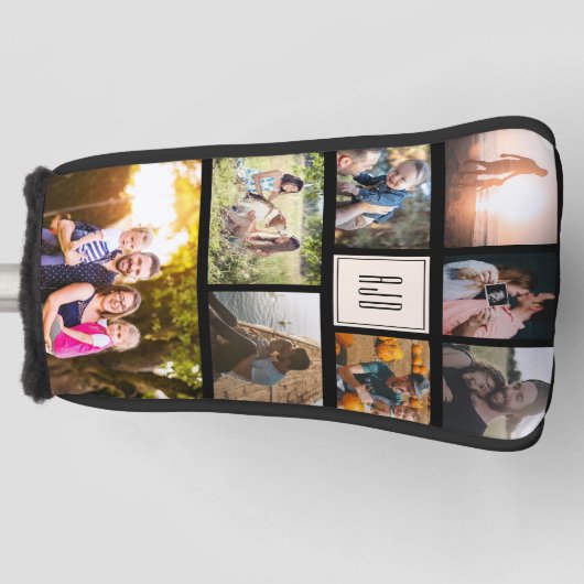 モノグラモダンムファミリーフォトコラージュカッコいいトレンディー ゴルフヘッドカバー (正面)