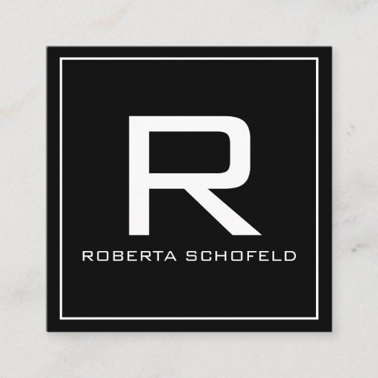 モノグラモダンムプロフェッショナルシックブラック スクエア名刺 (正面)