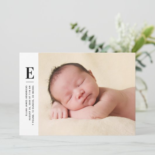 モノグラモダンムボーイズの写真誕生の発表 招待状 (スタンド正面)