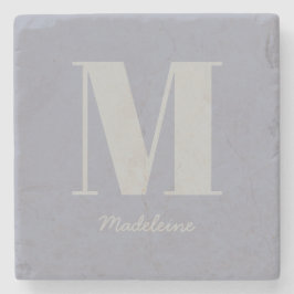モノグラモダンムミニマルイニシャルグレー名 ストーンコースター