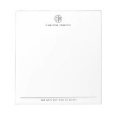 モノグラモダンムミニマルイニシャルモノグラムの ノートパッド (正面)