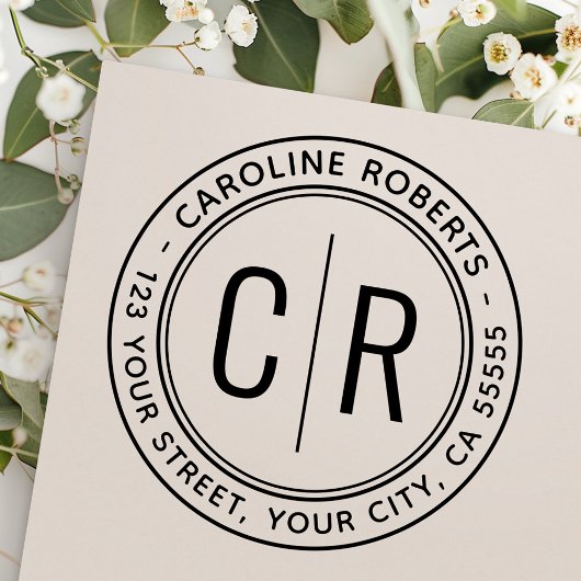 モノグラモダンムミニマルイニシャル差出人住所 セルフインキングスタンプ