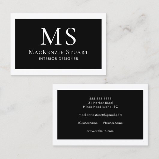 モノグラモダンムミニマルシンプルはっきりした 名刺 (正面/裏面)