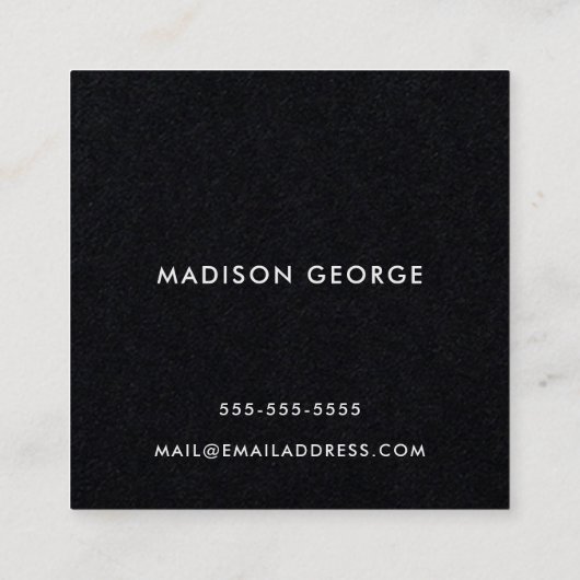 モノグラモダンムミニマルタイポグラフィブラック スクエア名刺 (裏面)