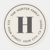 モノグラモダンムミニマルライトタン差出人住所 ラウンドシール (正面)