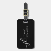 モノグラモダンムミニマル・スクリプト白黒 ラゲッジタグ (正面縦)