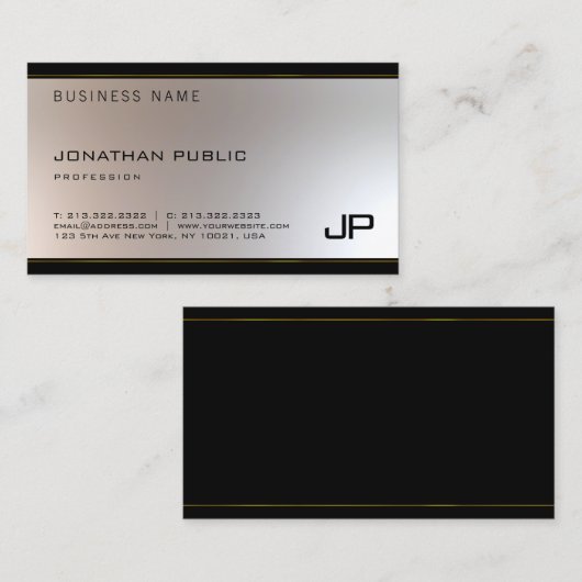 モノグラモダンムユニークグラマー金ゴールドシルバーニース 名刺 (正面/裏面)