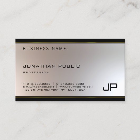 モノグラモダンムユニークグラマー金ゴールドシルバーニース 名刺 (正面)