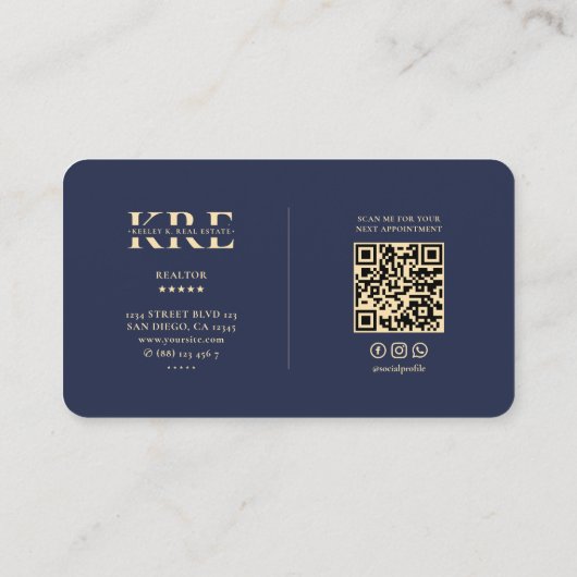 モノグラモダンム不動産仲介業者実在エステート代理人ブルー 名刺 (裏面)