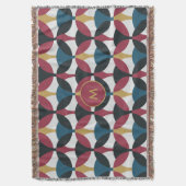 モノグラモダンム付きパターンフリースブランケット スローブランケット (正面縦)