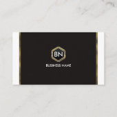 モノグラモダンム付きミニマル白黒金ゴールド 名刺 (裏面)