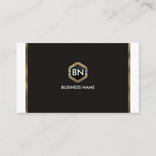 モノグラモダンム付きミニマル白黒金ゴールド 名刺 (裏面)